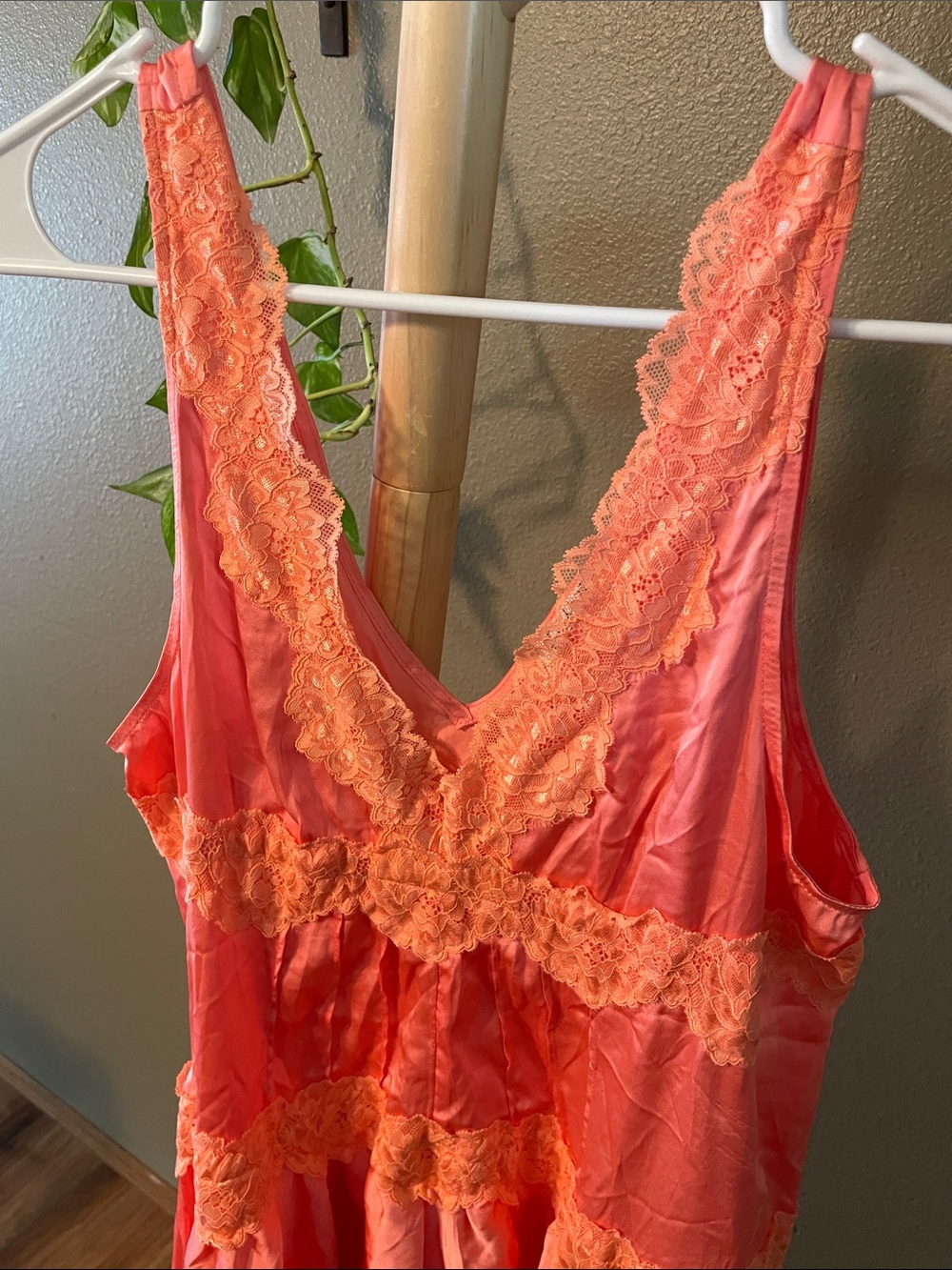 NWOT Free People Coral Lace-Trim Mini Dress - Picture 3 of 6